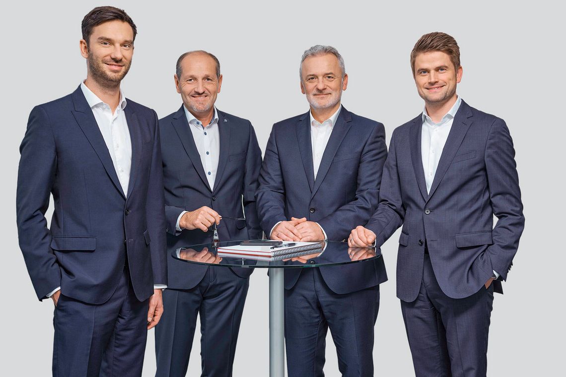 Gruppenfoto mit Walter Scherb, Martin Forster, Harald Doppler und Günther Hofer