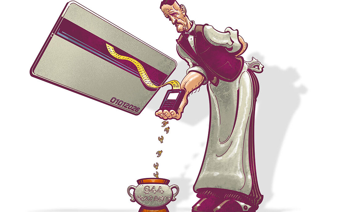 Kellner beim Trinkgeldempfang