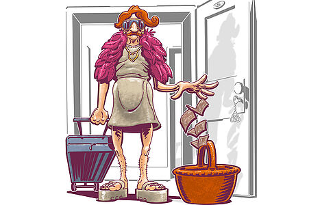 Tourist beim Zahlen von der Wohnung