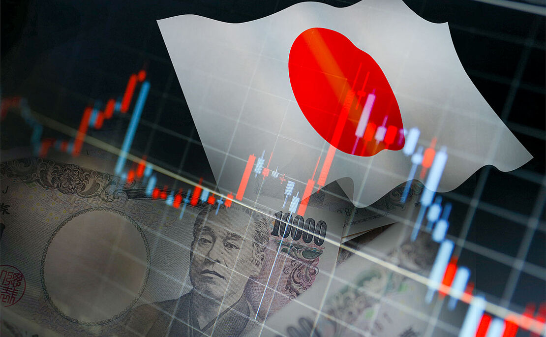 Japan Flagge mit Chart