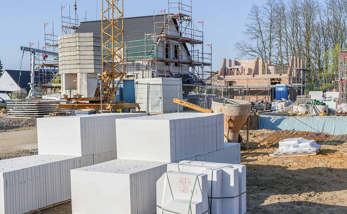Baustelle, Haus im Rohbau