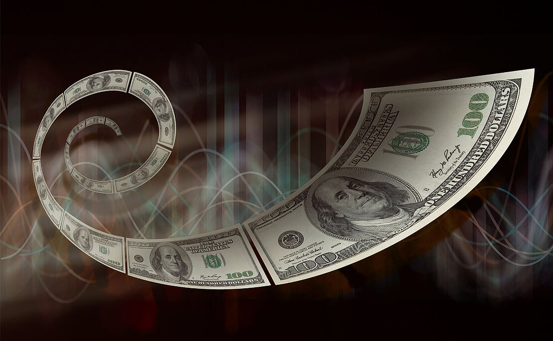 Schwebende 100-Dollar-Scheine