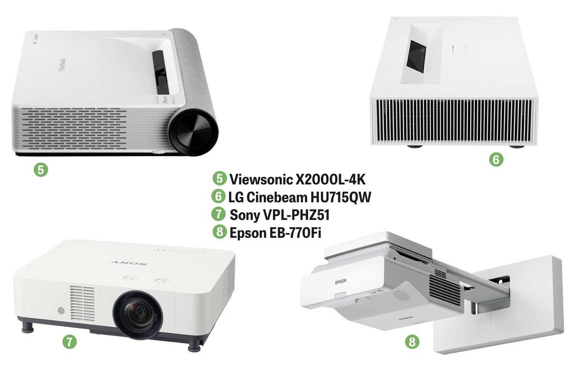 Beamer, Viewsonic X2000L-4K, LG Cinebeam HU715QW, Sony VPL-PHZ51, Epson EB-770Fi